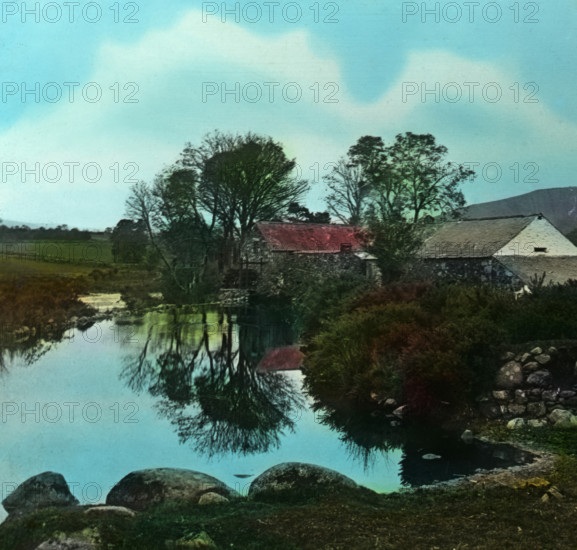 Water mill and buildings unknown location possibly a flour mill, Dorset, England, 1900. Creator: Robert Augustus Henry L'Estrange.