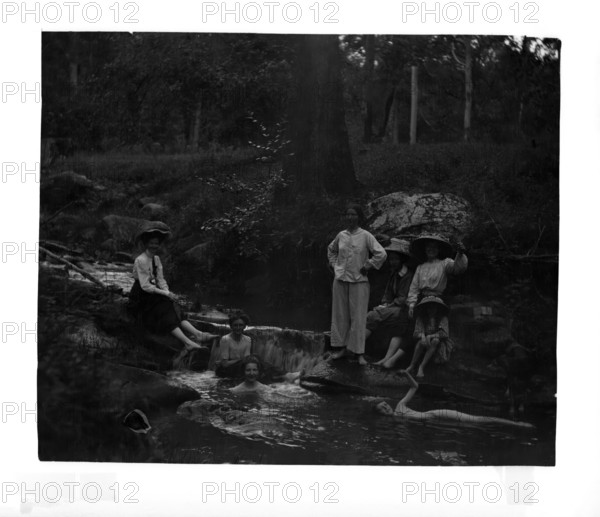 Unknown women swimming in creek, c1900s. Creator: Robert Augustus Henry L'Estrange.