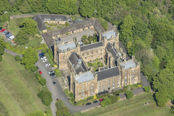 Lumley Castle, a late 14th century crenellated fortified house, County Durham, 2025. Creator: Robyn Andrews.