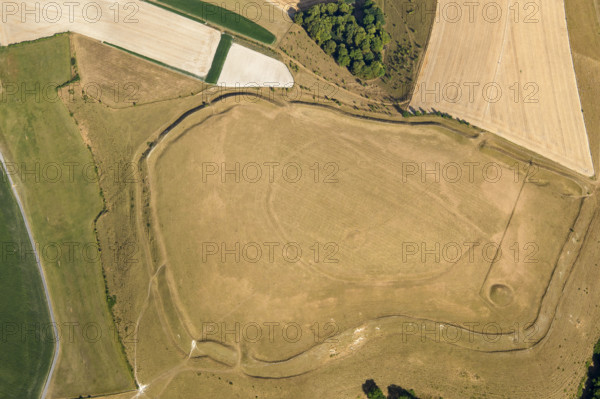 Scratchbury Hill, a univallate Iron Age hillfort earthwork, Norton Bavant, Wiltshire, 2022. Creator: Damian Grady.