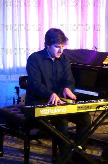 Euan Stevenson, Georgia Cecile Quartet, Watermill Jazz Club, Dorking, Surrey, 7 October 2025. Creator: Brian O'Connor.