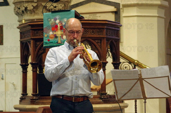 Chris Coull, Tim Whitehead Quintet, Chris Coull Promotion, St Andrew’s Church, Hove, August 2025. Creator: Brian O'Connor.