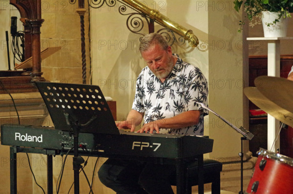 Mark Edwards, Tim Whitehead Quintet, Chris Coull Promotion, St Andrew’s Church, August 2025. Creator: Brian O'Connor.