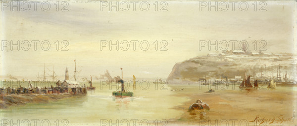 The Lighthouse Outside Cardiff Docks, 1880.  Creator: Richard Short.