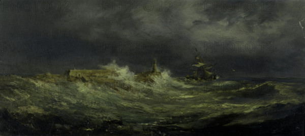 Porthcawl in a Storm, 1900. Creator: Richard Short.