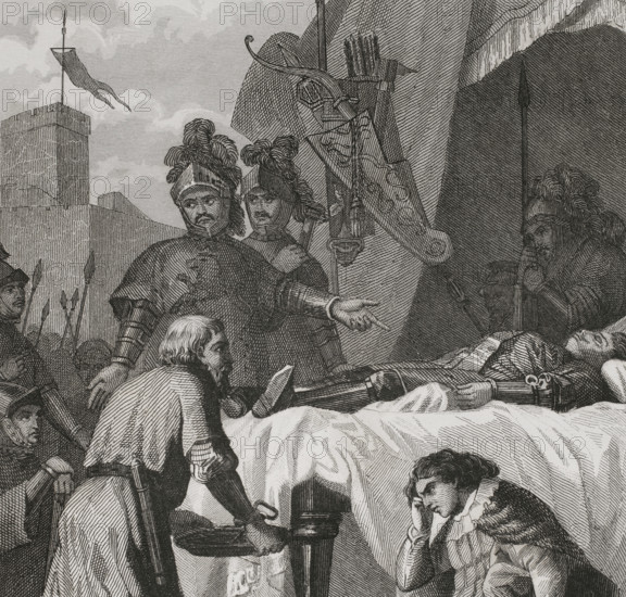 Death of El Cid Campeador, 1853.  Creator: Antonio Roca Sallent.