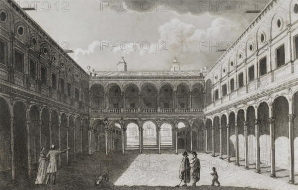 Interior of the Alcázar fortress, Toledo, Spain, 1853. Creator: Antonio Roca Sallent.