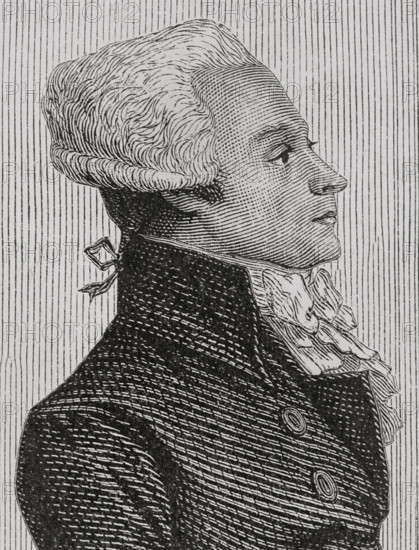 French Revolution: Portrait of Robespierre speaking in Convention, 1876.  Creator: Adolphe François Pannemaker.