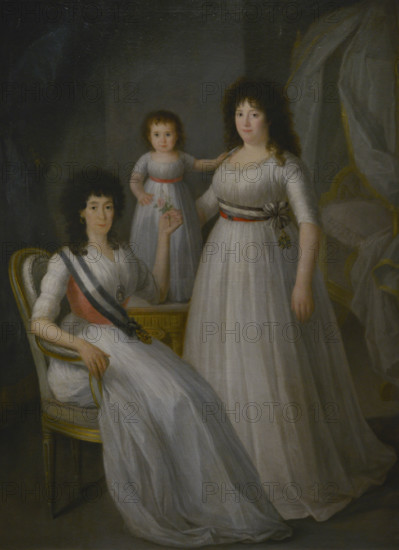 The Countess-Duchess of Benavente (?), accompanied by Mercedes de Rojas y Tello (standing)…, c1797.  Creator: Agustin Esteve y Marqués.