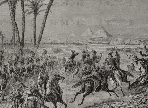 Napoleonic Wars: Battle of the Pyramids (21 July 1798), 1879.  Creator: Adolphe François Pannemaker.
