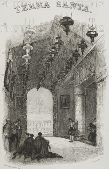 Shrine of the Nativity, Bethlehem, 1840.  Creator: Émile Rouargue.