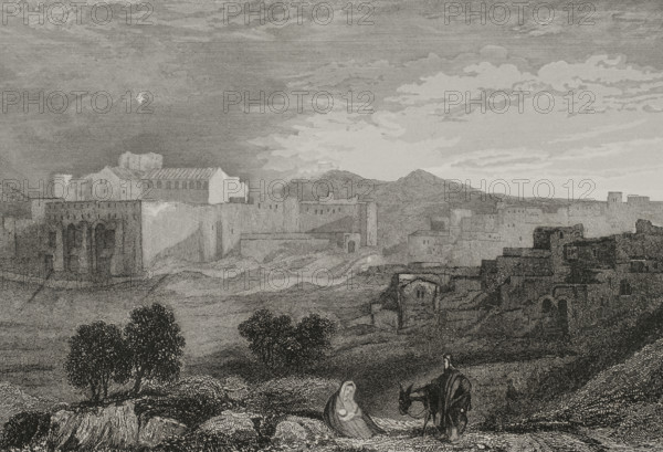General view of Bethlehem, 1840. Creator: Aubert.