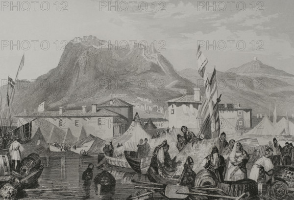 Port of Kenkries, Corinth, Greece, 1840. Creator: Aubert.