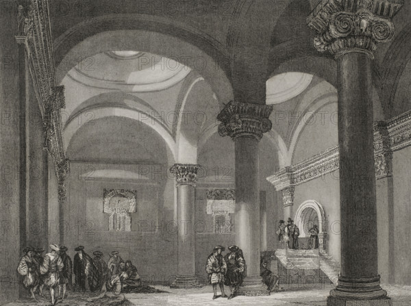 Interior of the Golden Gate, the oldest entrance to the walls of the Old City, Jerusalem, 1840. Creator: Émile Rouargue.