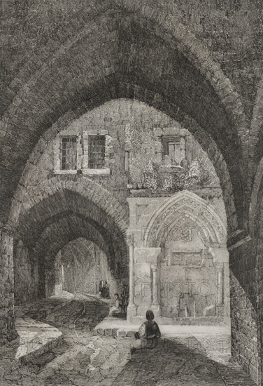 Vaulted street, Jerusalem, 1840.  Creator: Émile Rouargue.