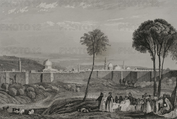 Jerusalem Wall, 1840. Creator: Émile Rouargue.