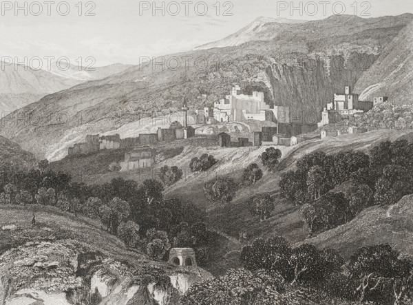 General view of the city, Nazareth, 1840. Creator: Aubert.