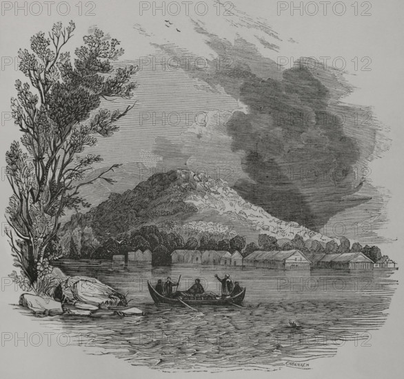 View of the town, Sulu, Sulu Island, Philippines, 1856. Creator: Cabanach.