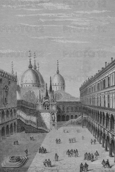 Courtyard of the Doge's Palace in Venice, 1878.  Creator: Albert Racinet.