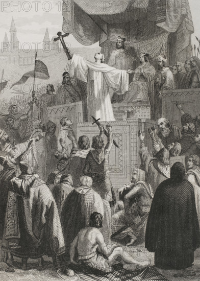 Crusade against the Moors, Spanish, Middle Ages, 1853. Creator: Antonio Roca Sallent.