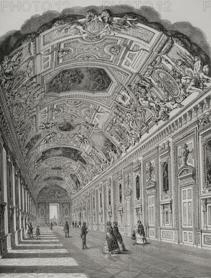 The Apollo Gallery, Louvre Palace, Paris, France, 1856. Creator: Adolphe Gusman.