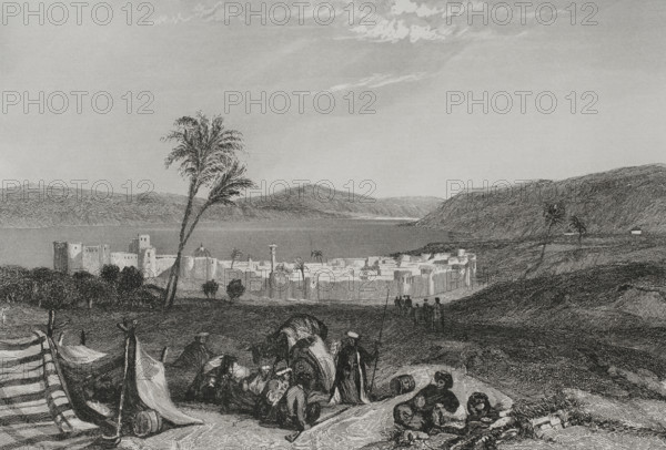 Tiberias and the Sea of Galilee, 1840. Creator: Émile Rouargue.