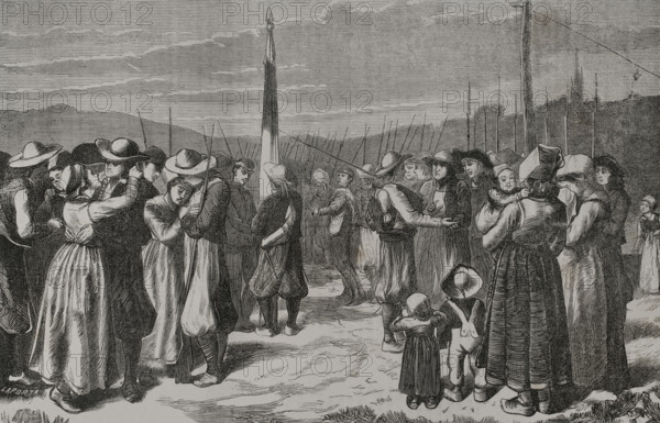 The Breton Mobile Guard bidding farewell to their families, 1871.  Creator: Enrique Laporta Valor.