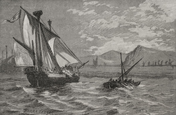 The Catalan-Aragonese squadron in Salou, Conquest of Majorca by King James I (1208-1276), 1890.  Creator: Joan Serra y Pausas.