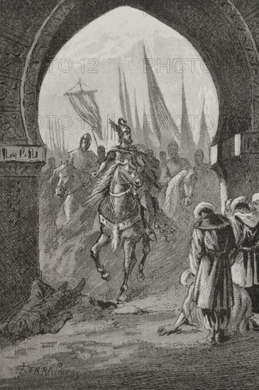 Conquest of Valencia: On 9 October 1238 King James I (1208-1276) entered the city of Valencia, 1890. Creator: Joan Serra y Pausas.