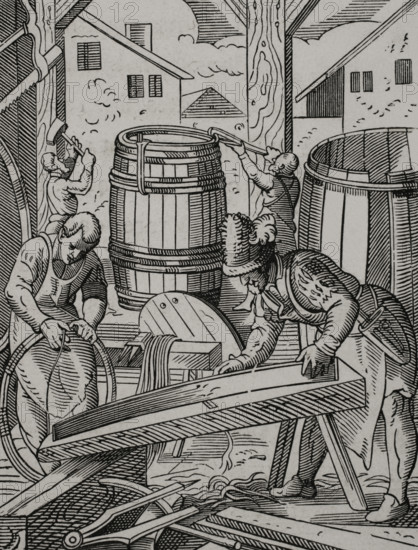 Cooper's workshop, 16th century (1877). Creator: Jost Ammon.