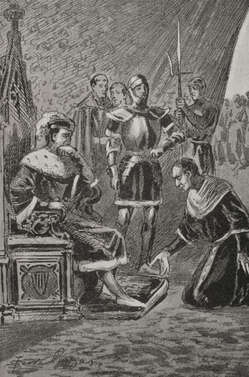 James before Ferdinand I of Aragon, Count of Urgell's revolt (1413-1414), 1890.  Creator: Joan Serra y Pausas.