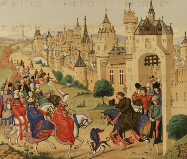 Entrance into Paris on 20 June 1389 of Isabella of Bavaria (1370-1425), Queen consort of France,1877 Creator: Franz Kellerhoven.