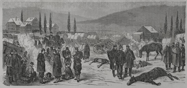 Franco-Prussian War (1870-1871): French camp in Neuchâtel (Switzerland), 1871.  Creators: Fernando Miranda, Manuel Ricord.