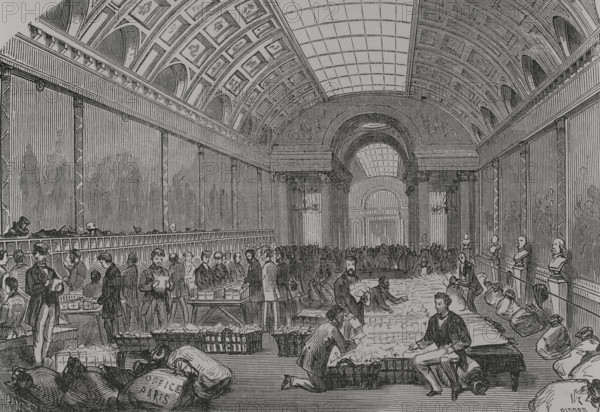 Franco-Prussian War (1870-1871): Central post office, installed in the Gallery of Battles of... 1871 Creators: Fernando Miranda, Manuel Ricord.
