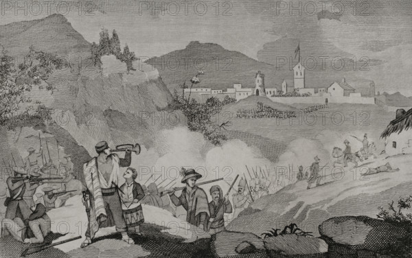 First Carlist War (1833-1840): Carlist troops besieged the town of Olot between...1835 (1845).   Creators: Francisco Sainz, Martínez.