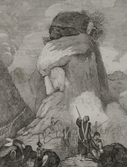 First Carlist War (1833-1840): Action in the Améscoas valley (19 to 24 April 1835), Navarre, 1845. Creators: Francisco Sainz, Camilo de Alabern.