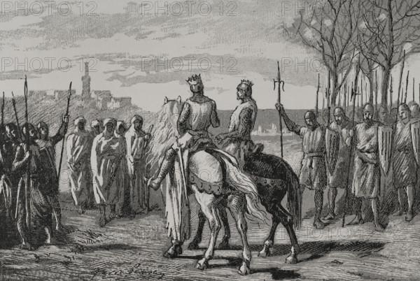 Ramon Berenguer IV and Ermengol receiving the parliamentarians from Lerida, 1890. Creator: Joan Serra y Pausas.