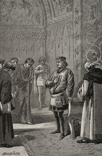 King John I of Aragon (1350-1396) at the Courts of Monzón in 1383, 1890. Creator: Joan Serra y Pausas.