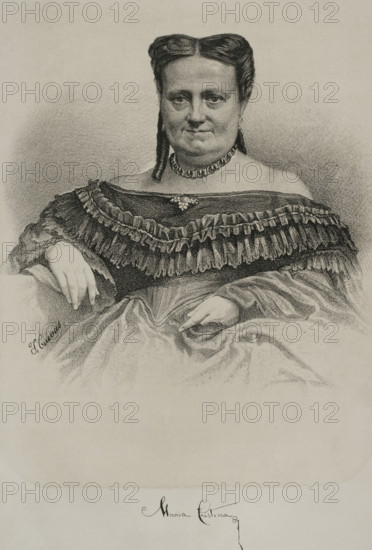 María Cristina de Borbón of the Two Sicilies (1806-1878), Queen of Spain, 1869. Creator: Jose Cuevas.