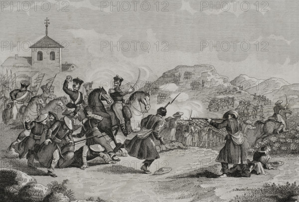 First Carlist War (1833-1840): Skirmish at Hernani, 1842. Creators: Eusebio Zarza, Pedro Celestino Mare.