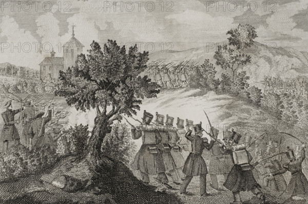 First Carlist War (1833-1840): Armed action near La Antigua, Basque Country, 1842. Creators: Eusebio Zarza, Jose Gomez.