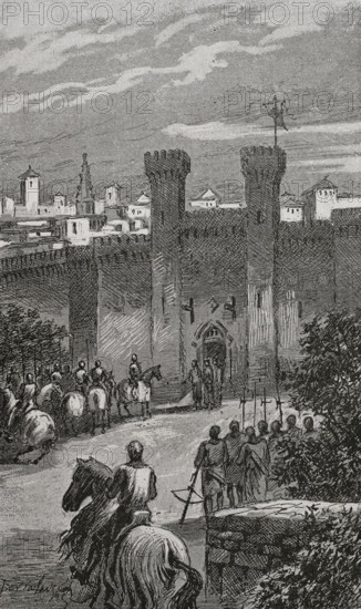 The king before the gate of Valencia, 1890.  Creator: Joan Serra y Pausas.