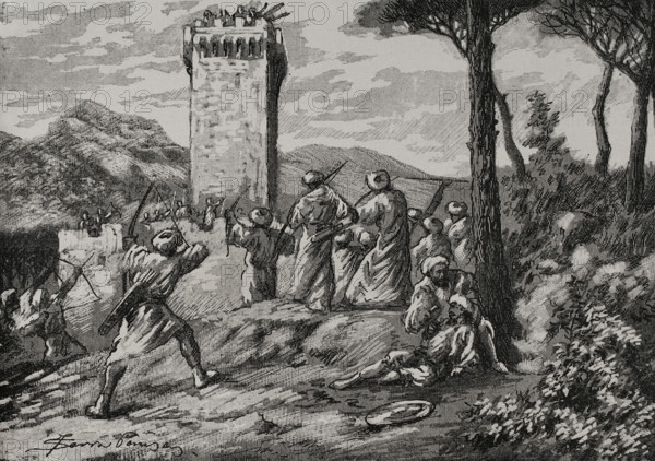 Umar ibn Hafsun, (c 846-918) at the castle of Ronda (province of Malaga, Andalusia, Spain), 1890. Creator: Joan Serra y Pausas.