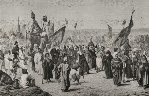 The return of a caravan of Mohammedans after their pilgrimage to Mecca, Cairo, Egypt, 1878. Creator: Unknown.