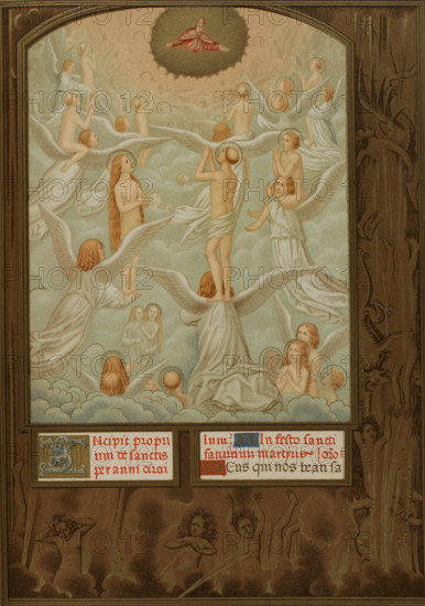 Angels present to God the souls of the newly elected, After...The Grimani Breviary, 1515-1520, 1877. Creator: Unknown.