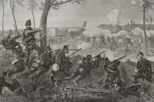 Siege of Paris: Skirmishes between the Prussian outposts encircling Paris and the besieged, 1871. Creator: Tomás Carlos Capuz.