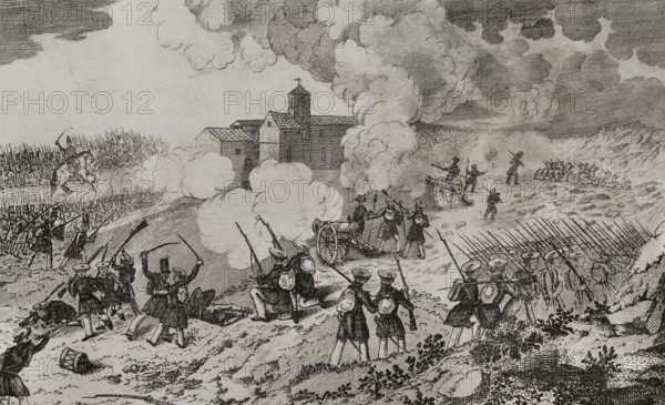 First Carlist War, (1833-1840), Action of Larrasoaña, (24 June 1836), Navarre, 1845.  Creator: Jose Gomez.