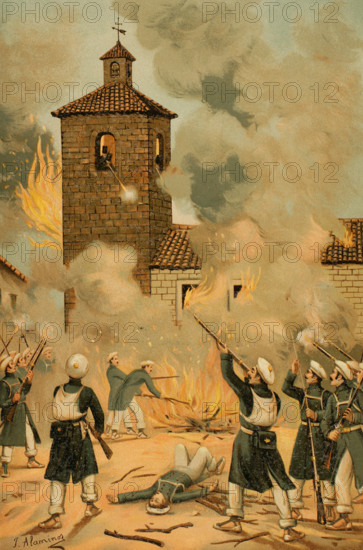 First Carlist War, (1833-1840): Heroic defence of Albocácer, 1889.  Creator: Juan Alaminos.