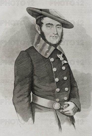 Louis Xavier Auguet de Saint-Sylvain, Baron de los Valles, (1796-1857), French military..., 1842.  Creator: Pedro Celestino Mare.