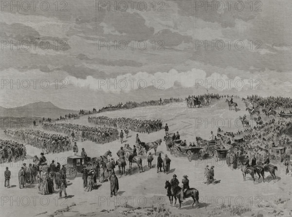 Military drill at Dehesa de los Carabancheles, Madrid, Spain, 3 November 1878.  Creator: Bernardo Rico.